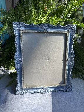 Vintage Ornate Baroque Picture Frame - 9.5x7.5 Blue Grey Shabby Chic Decor
